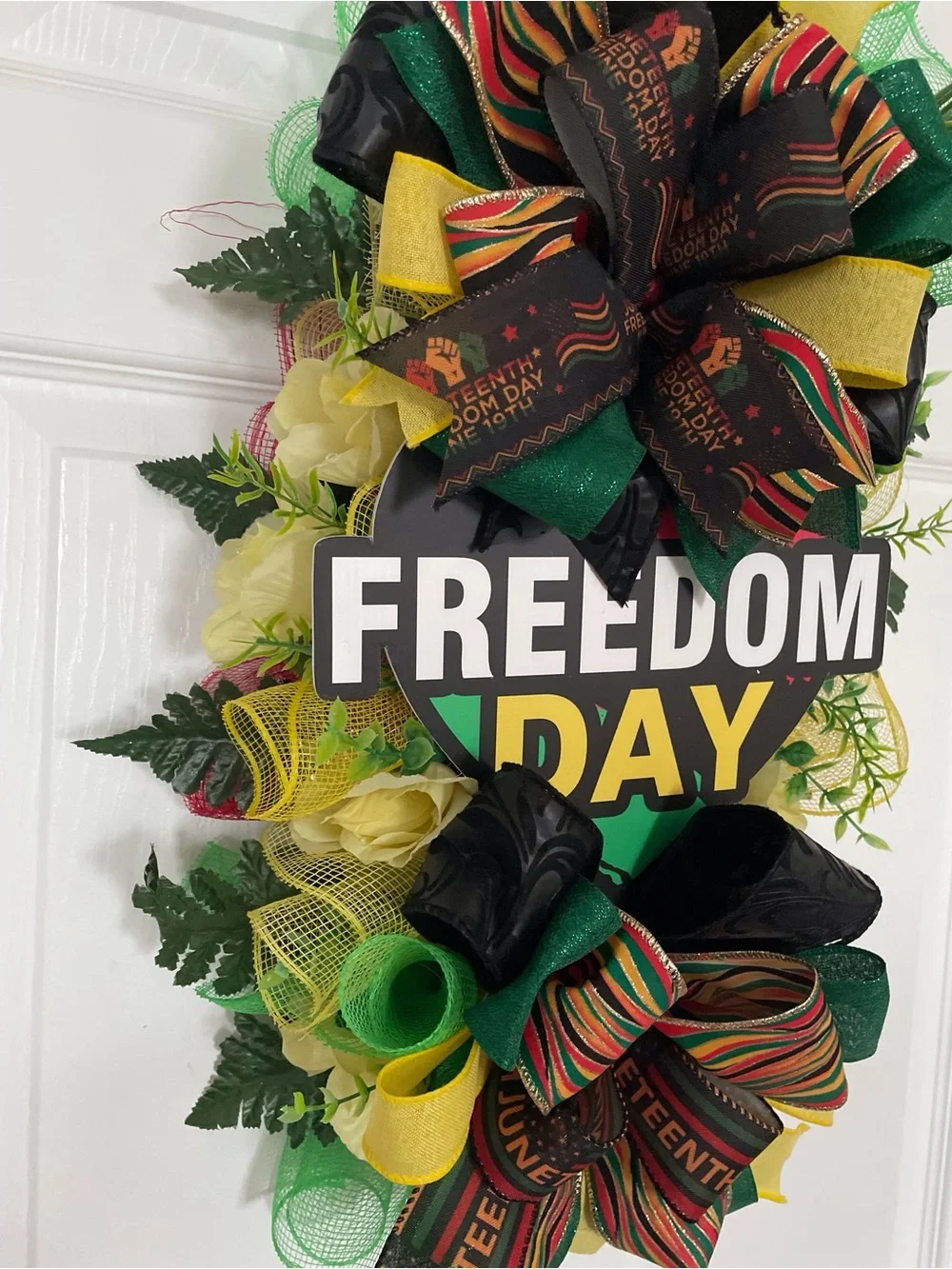 Freedom Day Green & Yellow Juneteenth Wreath